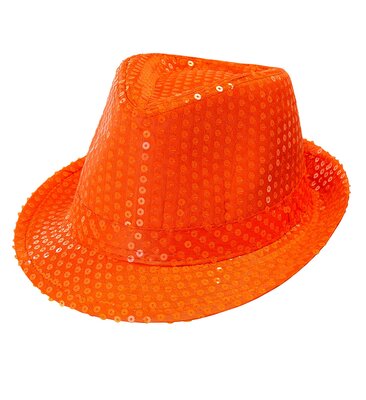 Flitrovaný klobouk, neonová oranžová