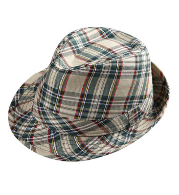 Béžový tartanový klobouk