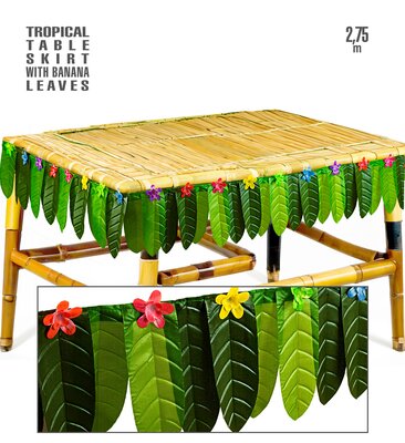 Havajský závěs na stůl banánové listy, 2,75 m