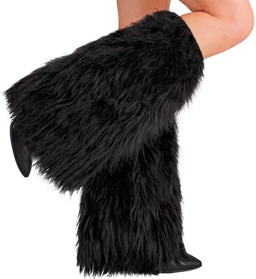 Plyšové návleky na nohy, černé
