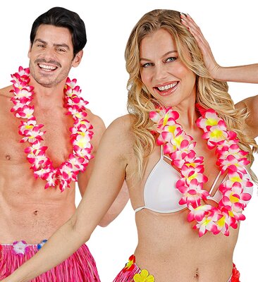 Růžový havajský věnec Lei