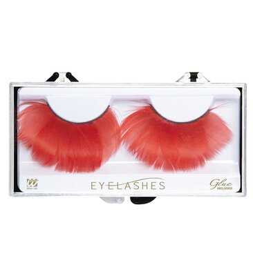 Červené řasy s dlouhým peřím (včetně lepidla)