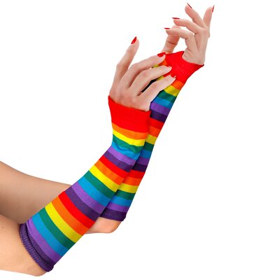 Duhové rukavice bez prstů, 33 cm