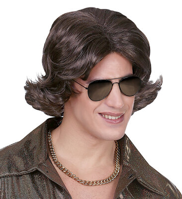 Pánská disco paruka 70. léta, hnědá