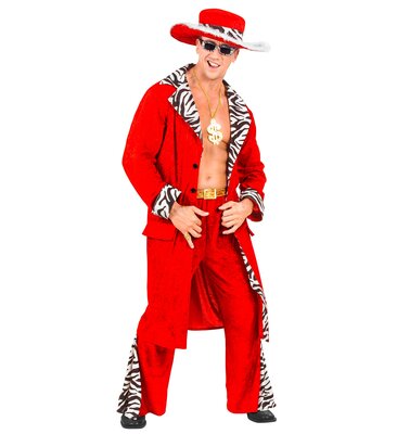 Pánský kostým disco král/pasák, červený