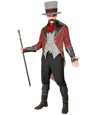 Sinister Ringmaster (kabát s vestou, lebkovým ozdobným límcem, rukavicemi a kloboukem)