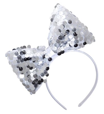 Stříbrná flitrovaná čelenka s mašlí