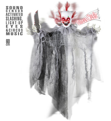 Vražedný klaun s nožem, hudbou a svítícíma očima 60 cm