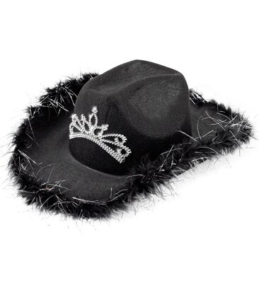 Dámský kovbojský klobouk s diadémem, černý