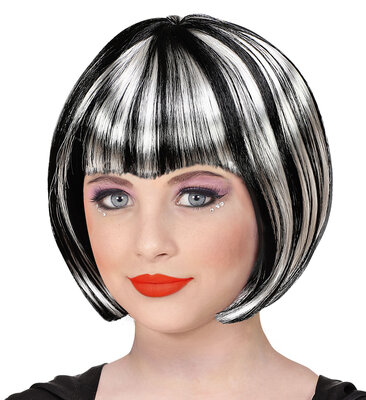 Dívčí paruka čarodějnice/upírka, černobílá