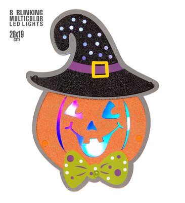 Nástěnná dekorace Halloweenská dýně, blikající (26x19 cm)