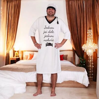 Jednou jsi dole - Noční košile bílá s čepičkou