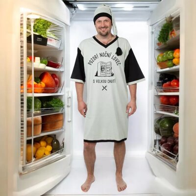 Pozor - Noční lovec - Noční košile s čepičkou Gentleman