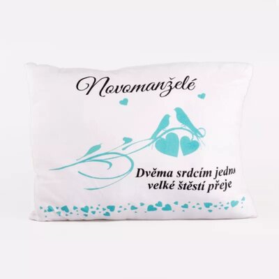 Polštářek Novomanželé - Dvěma srdcím