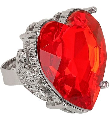 Prsten s červeným kamenem ve tvaru srdce