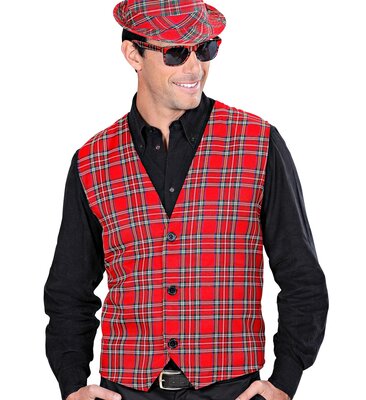 Unisex vesta, tartanový vzor