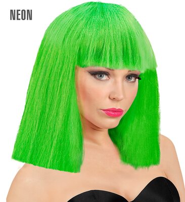 Dámská neonově zelená paruka