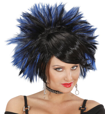 Dámská paruka rocková královna, černo-modrá