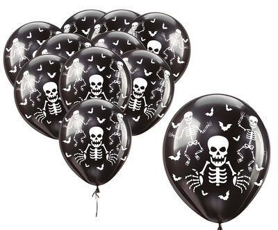 Halloweenské latexové balonky kostlivci, 10 ks
