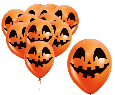Halloweenské oranžové latexové balonky, 10 ks