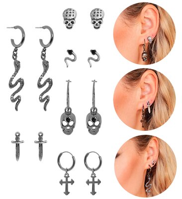 Sada náušnic – 6 různých stylů