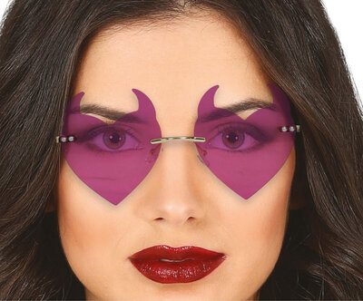 Brýle čertice ve tvaru srdce s rohy