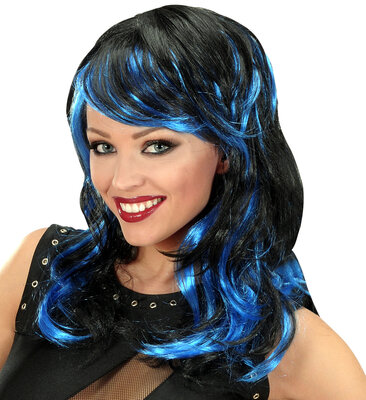 Dámská vlnitá paruka, černo modrá