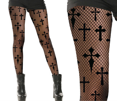 Dámské černé punčocháče s kříži pro jeptišku