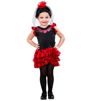 Dětský kostým Señorita (šaty, květinová čelenka se závojem)