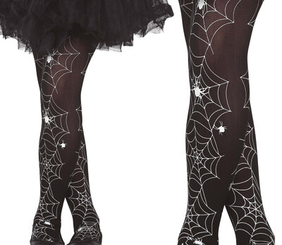 Dívčí černé punčocháče s pavučinami