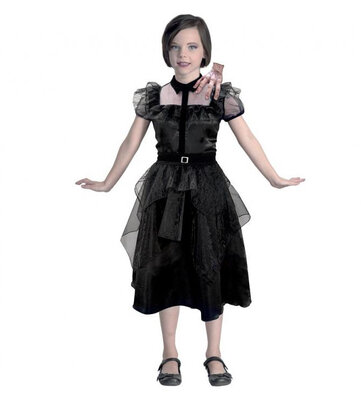 Dívčí šaty Wednesday Addams, černé