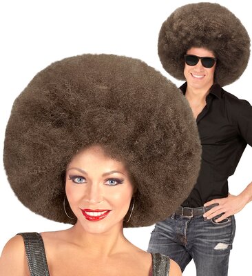 Obří hnědé afro unisex