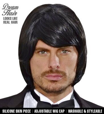 Pánská retro paruka, černá