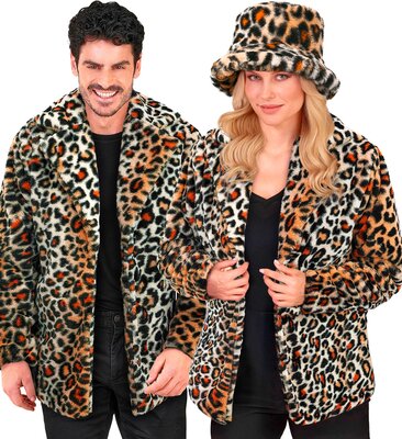 Plyšová bunda unisex, leopardí vzor