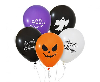 Sada 5 ks latexových halloweenských balónků, 30 cm