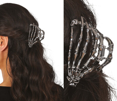 Skřipec do vlasů ve tvaru ruky kostlivce, 8,5 cm