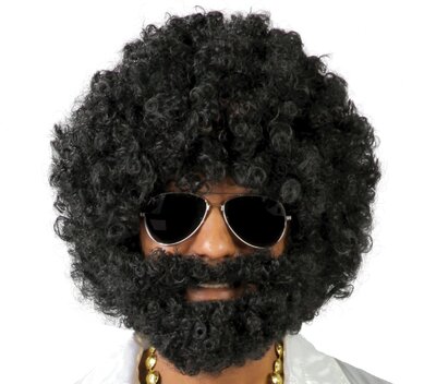 Černá afro paruka s vousy