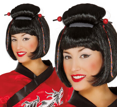 Dámská černá paruka Gejša