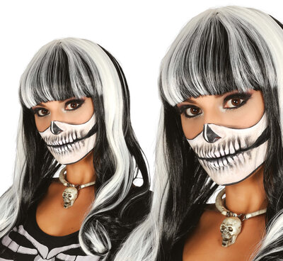 Dámská černobílá paruka kostlivka