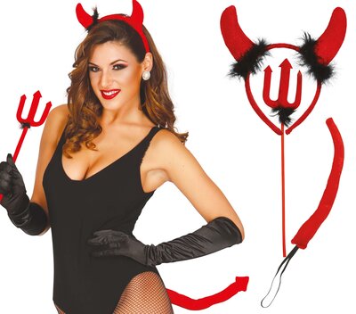 Dámská sada čertice (čelenka, ocas, vidle)