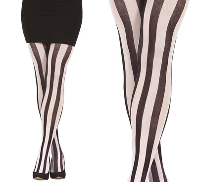 Dámské černobílé punčocháče pruhované