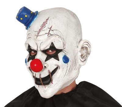 Latexová maska hororový klaun s mini kloboučkem