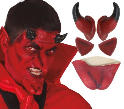 Latexová sada čert/ďábel (rohy, brada, uši)