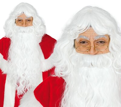 Pánská paruka s vousy Santa Claus, bílá