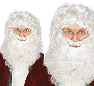 Pánská paruka Santa Claus s vousy, bílá