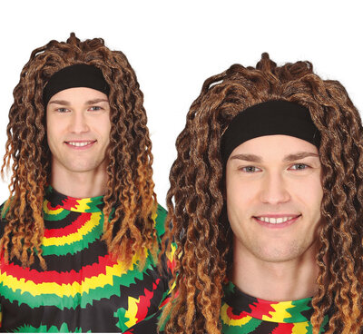 Pánská rasta paruka s čelenkou, hnědá