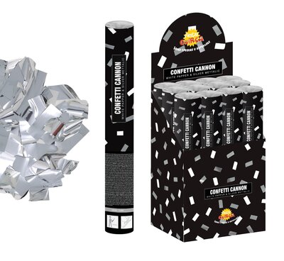 Vystřeovací konfety stříbrné poružky, 50 cm