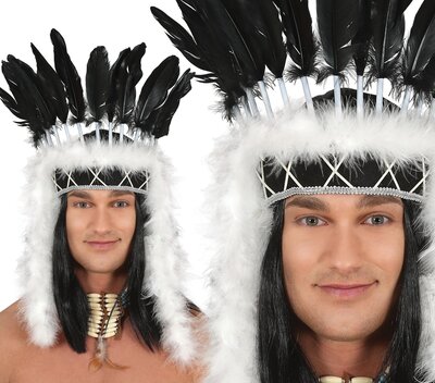 Indiánská čelenka s černým peřím