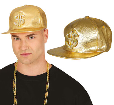 Pánská zlatá disco čepice s dolarem