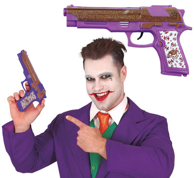 Fialová pistole Joker, 21 cm